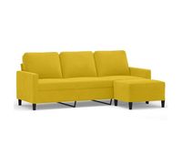 vidaxl sofa de 3 plazas con taburete terciopelo amarillo 180 cm