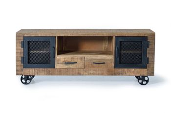 Mueble de television en madera de mango y metal natural