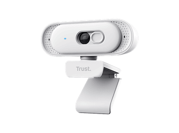 Webcam - Trust Tomar QHD 2K, 2560 x 1440 Píxeles, Micrófono, Obturador de privacidad, Blanco