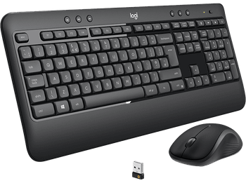 Pack Teclado + Ratón - Logitech MK540 Advanced, Inalámbrico, Personalizable, Reposamanos, USB, +18 meses pilas, Windows, Negro