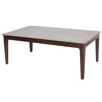 mesa de centro mesa auxiliar de madera tablero hdf 46x120x70 cm aspecto hormigon patas marrones 040008460