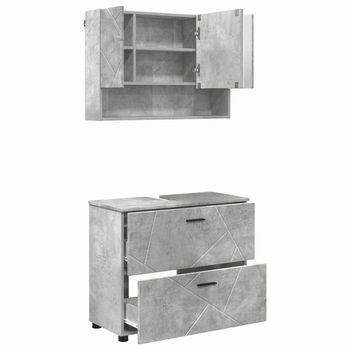 Juego De Muebles De Baño 2 Uds. Gris Concreto 76,5 X 35 X 64 Cm Vidaxl