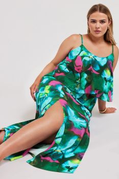 Yours London Vestido Largo De Tirantes Verde De Flores, Mujer Curvy Y Tallas Grandes, Yours London