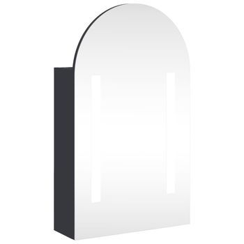 Mueble De Baño | Armario De Baño Con Espejo Arqueado Y Luz Led Gris 42x13x70 Cm