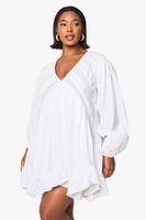 plus woven crochet smock dress blanco