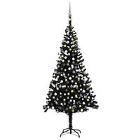arbol de navidad preiluminado con luces y bolas negro 240 cm vidaxl