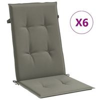 cojines para silla respaldo alto 6 uds tela gris oscuro melange vidaxl