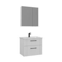 conjunto de mueble con lavabo y espejo 2 piezas  - 65 x 45 x 55 cm - blanco mate