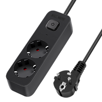 regleta alemana serie l de 2 vias con interruptor 3 m 3g 15 mm negra