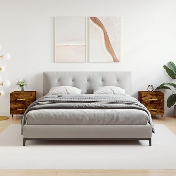 Mesitas De Noche (2 Uds) - Mueble De Dormitorio - Madera - Roble Ahumado (40x35x47.5cm)