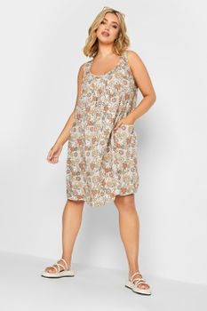 Yours Vestido Sin Mangas De Flores Naranja, Mujer Curvy Y Tallas Grandes, Yours