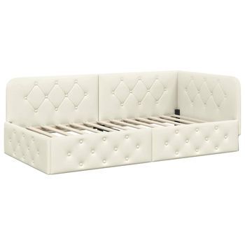 Estructura De Cama En Esquina Crema 90 X 190 Cm Terciopelo Vidaxl
