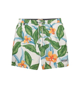 Superdry para hombre. M3010264A Bañador Hawaiian Print 16 verde (XXL), Beachwear, Poliéster Reciclado