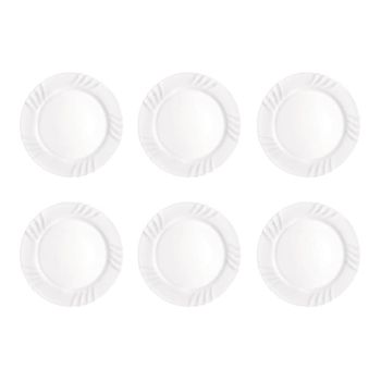 Set 6 fuentes opal blancas llanas 32 cm