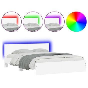 Estructura De Cama Con Cabecero Y Luces Led Blanco 150x200 Cm Vidaxl