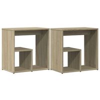 2 uds mesa auxiliar  mesita auxiliar  mesa de cafe madera ingenieria roble sonoma 50x30x50 cm