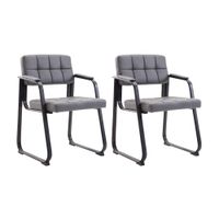 set de 2 sillas con patas de metal y asiento en simil cuero gris