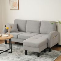 sofa rinconera gris con chaise longue reversible 166 x 118 x 77 cm 3 plazas