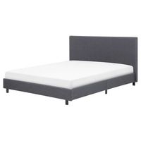 cama doble tapizada gris 160 x 200 cm con somier y cabecero albi
