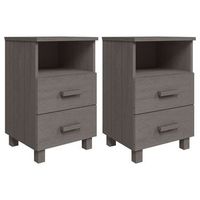 juego de 2 mesitas de noche - mesillas pino macizo gris claro 40x35x62 cm mc5536