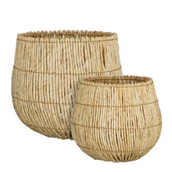 Juego de cestas de almacenamiento ronda marrón claro  h40xb44xl44cm