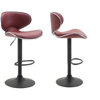 conjunto de 2 taburetes de bar de diseno contemporaneo con patas de metal negro y asiento sintetico burdeos 100000338