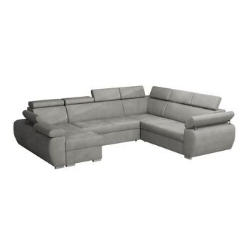 Sofá Rinconero Columbus 134, Gris, Función De Descanso, Caja De Ropa De Cama, 325x260x85cm