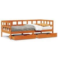 sofa cama con cajones sin colchon maciza marron cera 90x200 cm vidaxl