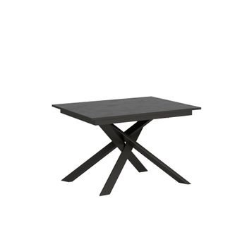 Mesa extensible 90x120/180 cm efecto madera gris espatulado, hierro
