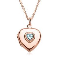 cadena con medallon corazon con piedra azul rosa