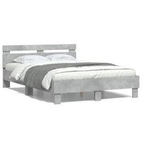 cama matrimonial  cama para adultos  cama con cabecero madera de ingenieria gris hormigon 120x190 cm