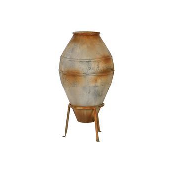 Anfora Metal 49x49x93 Pie Envejecido Beige