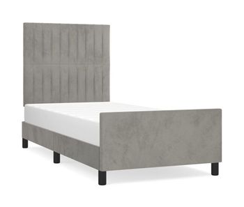 Estructura de cama con cabecero terciopelo gris claro 80x200 cm rayas verticales