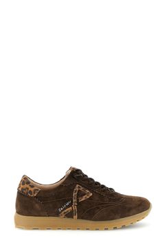 zapatillas de ante con insertos animal print dark brown 40