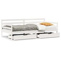 cama individual  sofa cama con cajones madera maciza de pino blanco 90x200 cm cfw74523