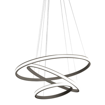Iole S3 Lámpara De Araña Led Regulable 60w - Suspensión Moderna Con 3 Anillos En Aluminio Titanio, Luz Cálida 3000k, 3000lm, Diseño Elegante