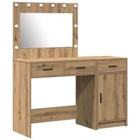 mesa de tocador  mesa de maquillaje con cajon 2 piezas marron madera contrachapada