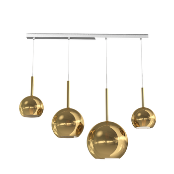 Lámpara De Araña Moderna Future De 4 Luces Con Colgante De Cristal Dorado - Casquillo E27 Máx. 60 W - Estructura Cromada 88 X 25 X 220 Cm