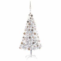 arbol de navidad preiluminado con luces y bolas plateado 150 cm vidaxl