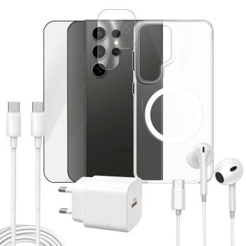 Funda para móvil Apokin Magnética Transparente con accesorios para Galaxy S24 Ultra