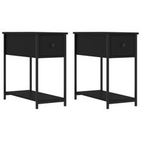 pack 2 uds mesitas de noche  mesa auxiliar  mesilla madera de ingenieria negra 30x60x60 cm