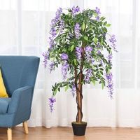 flor de arbol de glicina artificial 150 cm planta decorativa en florero de interior violeta