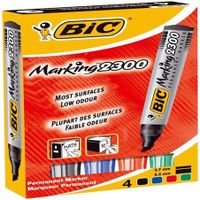 bic marking 2300 chisel tip permanent marker assorted pk4