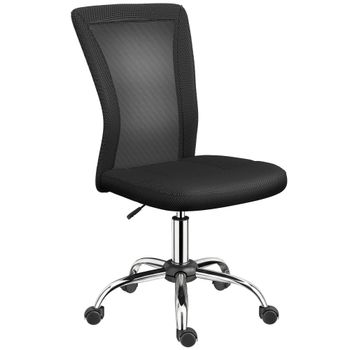 Vinsetto Silla Escritorio Giratoria sin Brazos Malla Altura Ajustable Carga 100 kg 43x58x90-100 cm Negro Oficina   Aosom España