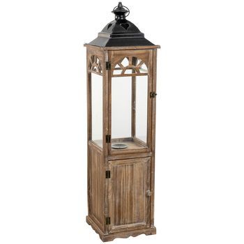 Farol De Madera Marrón 26x26x102.5h Cm