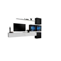conjunto de muebles de salon switch xix diseno colores blanco y negro brillante