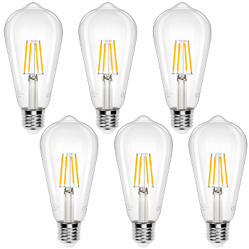 Aigostar Bombilla LED E27 con Filamento,Blanco Cálido 2700K,6W( Equivalente a 54W),700 Lúmenes,No Regulable,Bombillas Decorativas,Pack De 6 Uds