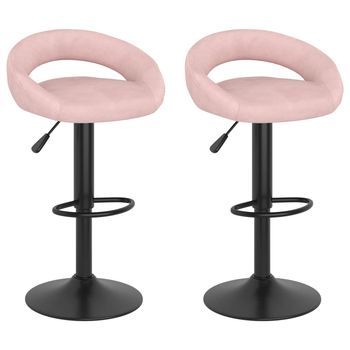Taburetes De Cocina | Taburete De Bar 2 Uds Terciopelo Rosa Cfw9844821