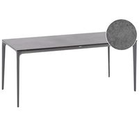 mesa de comedor de jardin con tablero de hpl y estructura de aluminio resistente a los rayos uv agua oxido gris oscuro sovareto