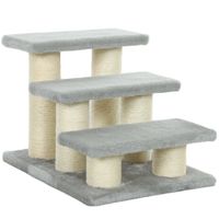 pawhut escalera para perros y gatos de 3 peldanos 34 cm para cama y sofa gris   aosom espana